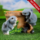 Декоративное кашпо для цветов «Зайцы у горшочка», 17 см, полистоун - Фото 15