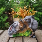 Декоративное кашпо для цветов «Зайцы у горшочка», 17 см, полистоун - Фото 17