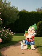 Садовая фигура из полистоуна «Гном с зайцем и морковкой», 44×25×28 см, МИКС - Фото 3