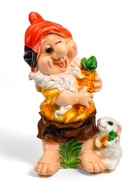 Садовая фигура из полистоуна «Гном с зайцем и морковкой», 44×25×28 см, МИКС - Фото 4