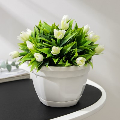 Горшок для цветов с поддоном «Ника», 1 л, белый