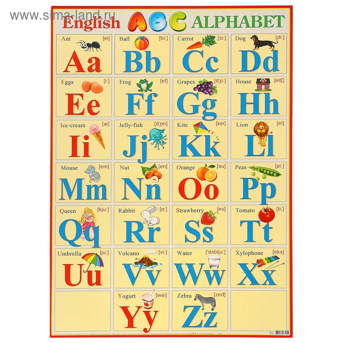 Плакат "ENGLISH ALPHABET" А2 - Фото 1