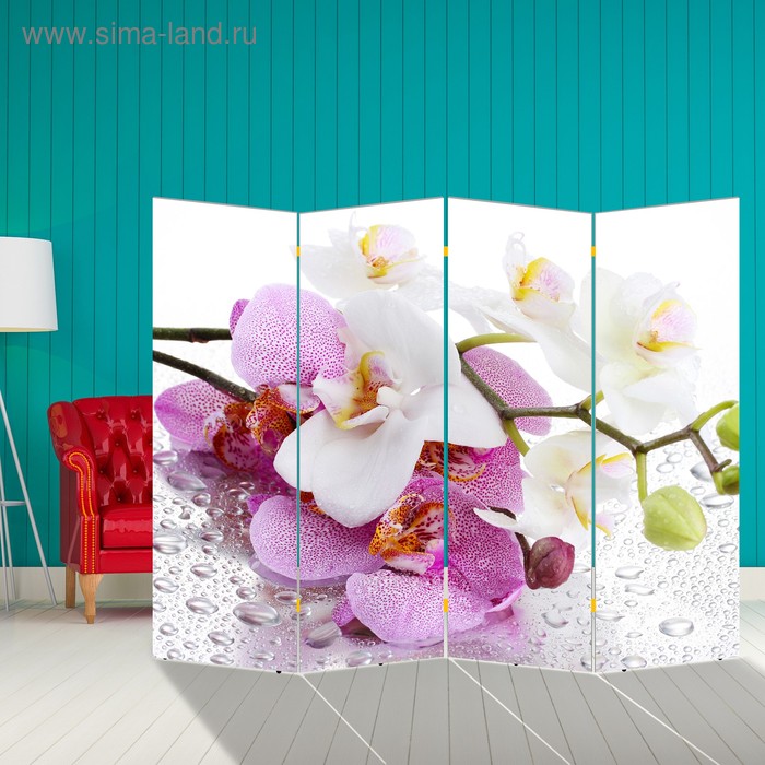 Ширма "Орхидеи. Утренняя свежесть", 200 х 160 см - Фото 1