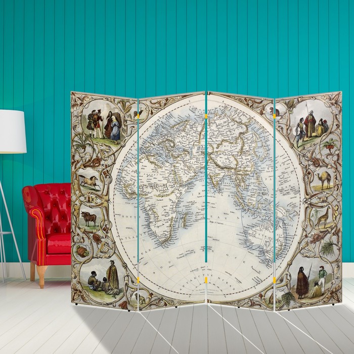 Ширма "Карта мира. Первооткрыватели", 200 х 160 см