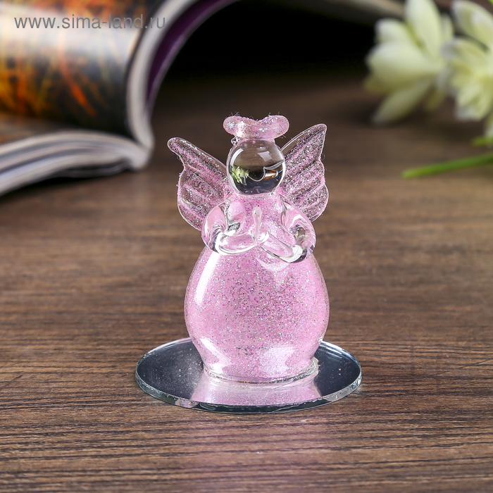 Сувенир стекло "Ангел толстячок на зеркале" МИКС 4,5х4,5х4,5 см - Фото 1
