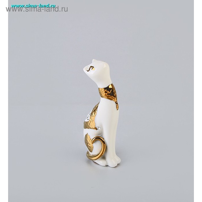 керамика кот с золотым галстуком 14*5*3 см - Фото 1