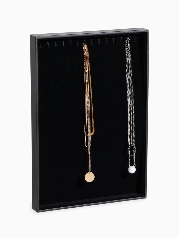 Подставка для украшений QF, 14 крючков, 24×35×3 см, чёрная - Фото 1