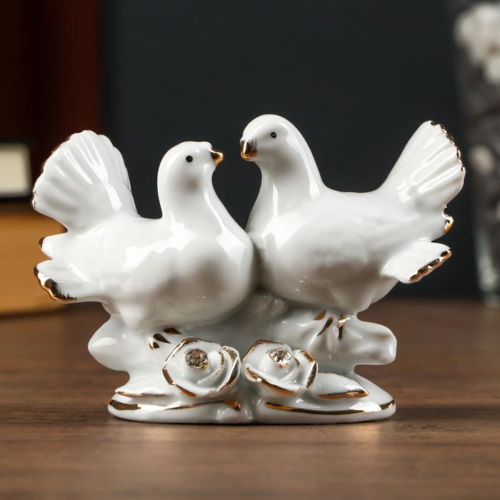 Сувенир "2 белых голубя" со стразами 9х12 см - Фото 1