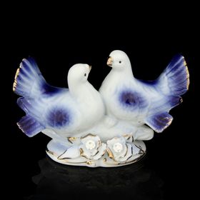 Фигурка керамика «2 синих голубя со стразами», 9×12 см