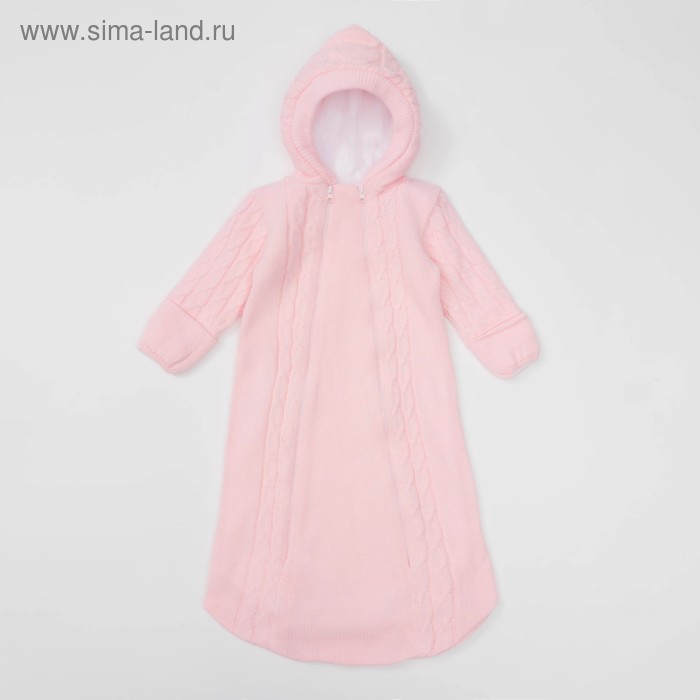 Комбинезон-конверт детский "Косы", рост 62-68 см, цвет розовый 11315_М - Фото 1
