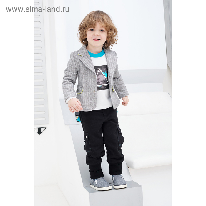 Пиджак для мальчика, рост 122 см, цвет  цвет серый/белый Н-ПЖ-280 - Фото 1