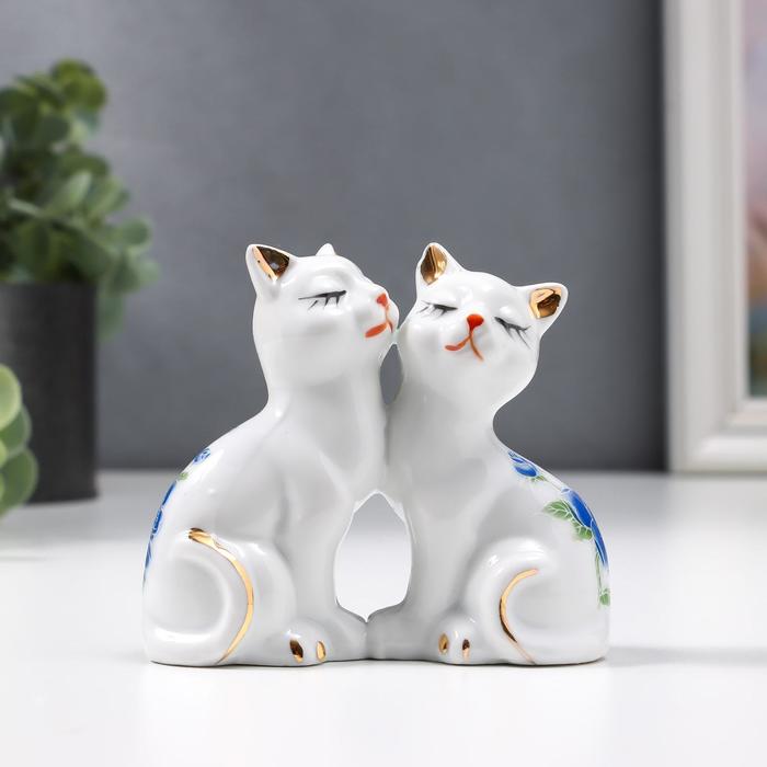 Фигурка керамика «2 котёнка в цветочек», 7×8 см - Фото 1