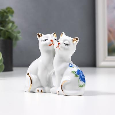 Фигурка керамика «2 котёнка в цветочек», 7×8 см