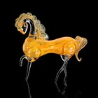 Сувенир стекло в стеклокрошку "Конь желтый" 25х25х9 см - Фото 1