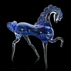 Сувенир стекло в стеклокрошку "Конь синий" 25х25х9 см - Фото 1