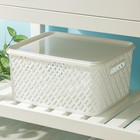 Корзина для хранения с крышкой «Плетёнка», 35×29×17,5 см, цвет белый - Фото 2