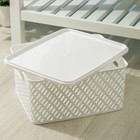 Корзина для хранения с крышкой «Плетёнка», 35×29×17,5 см, цвет белый - Фото 4