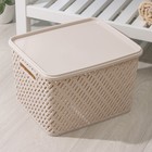 Корзина для хранения «Плетёнка», 35×29×22,5 см, с крышкой, бежевая - Фото 2