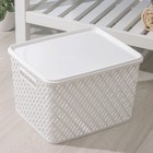 Корзина для хранения «Плетёнка», 35×29×22.5 см, с крышкой, белая - Фото 2