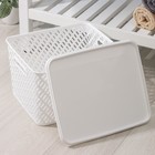 Корзина для хранения «Плетёнка», 35×29×22.5 см, с крышкой, белая - Фото 3