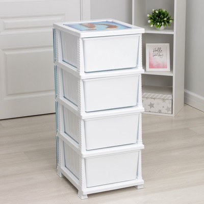 Комод 4-х секционный «Декор. Кот», 38.5×47×95 см, белый