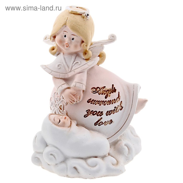 полистоун ангелочек кудряш с лялькой 8*5*5,5 см - Фото 1