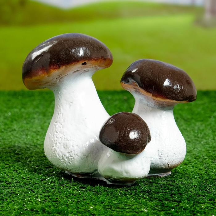 Садовая фигура "Тройной гриб-боровик" малый 14х12х15см