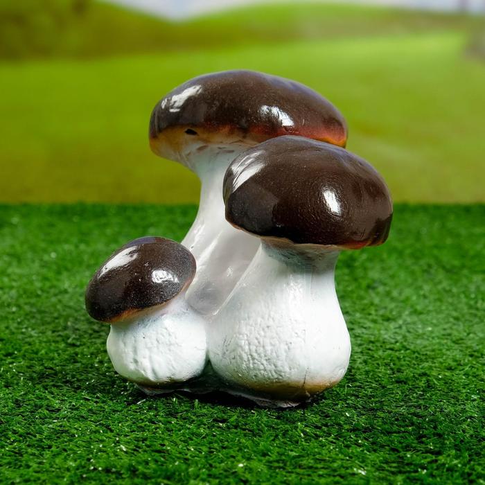 Садовая фигура "Тройной гриб-боровик" малый 14х12х15см - фото 1911164113