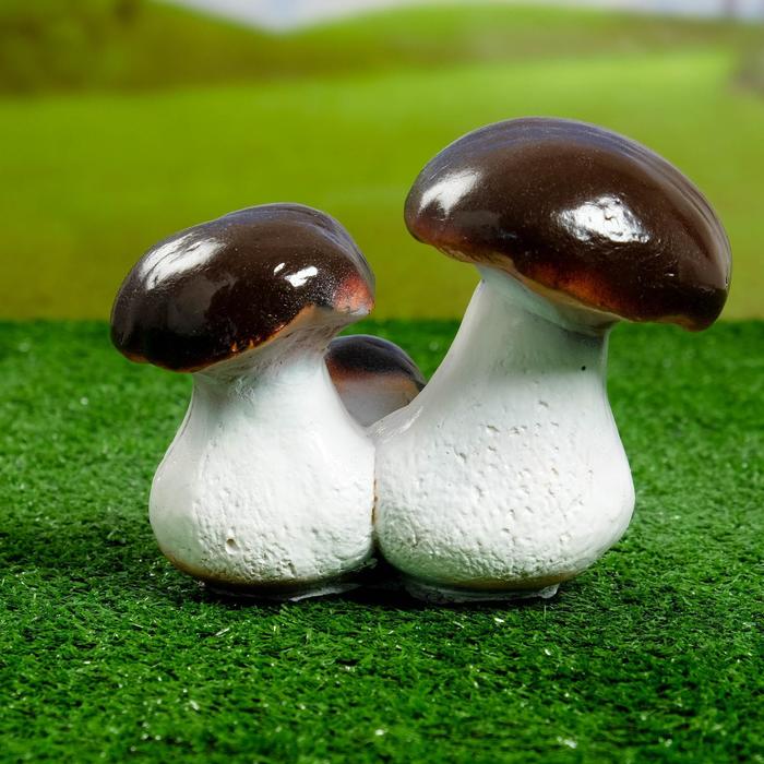 Садовая фигура "Тройной гриб-боровик" малый 14х12х15см - фото 1911164114