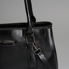 Сумка женская, 2 отдела на молнии, наружный карман, длинный ремень, цвет чёрный - Фото 4