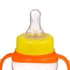Бутылочка для кормления детская приталенная, с ручками, 150 мл, от 0 мес., цвет оранжевый МИКС - Фото 3