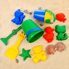 Набор игрушек для песочницы, 12 предметов: 8 формочек, совок, лейка, грабли, ведро, МИКС - Фото 3