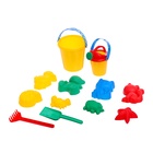 Набор игрушек для песочницы, 12 предметов: 8 формочек, совок, лейка, грабли, ведро, МИКС - Фото 11