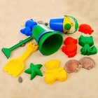 Набор игрушек для песочницы, 12 предметов: 8 формочек, совок, лейка, грабли, ведро, МИКС - Фото 8