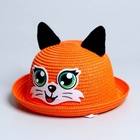 Панама детская соломенная для девочки «Лисичка», с ушками, р-р 52-54, 2-6 лет - Фото 4