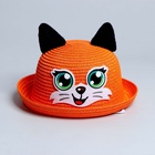 Панама детская соломенная для девочки «Лисичка», с ушками, р-р 52-54, 2-6 лет - Фото 3