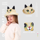 Панама детская соломенная для девочки «Котик», с ушками, р-р 52-54, 2-6 лет - Фото 2