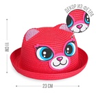 Панама детская соломенная «Кошечка», с ушками, р-р 52-54, 2-6 лет - Фото 2