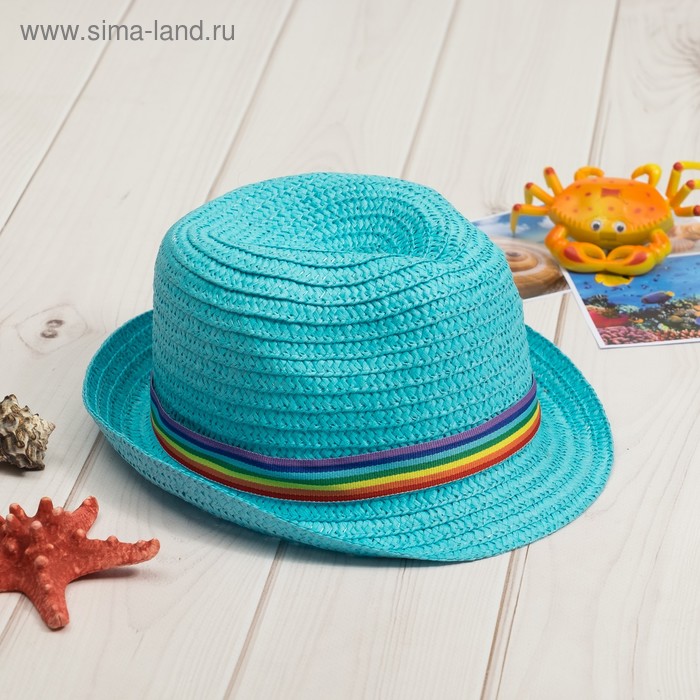 Шляпа детская MINAKU "Радуга", размер 52, цвет голубой - Фото 1
