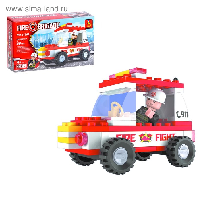 Конструктор Пожарная бригада «Патруль», 58 деталей - Фото 1