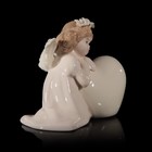 Сувенир керамика "Ангел в розоватом платье с цветами в волосах и сердцем" 8х10х5,2 см - Фото 3