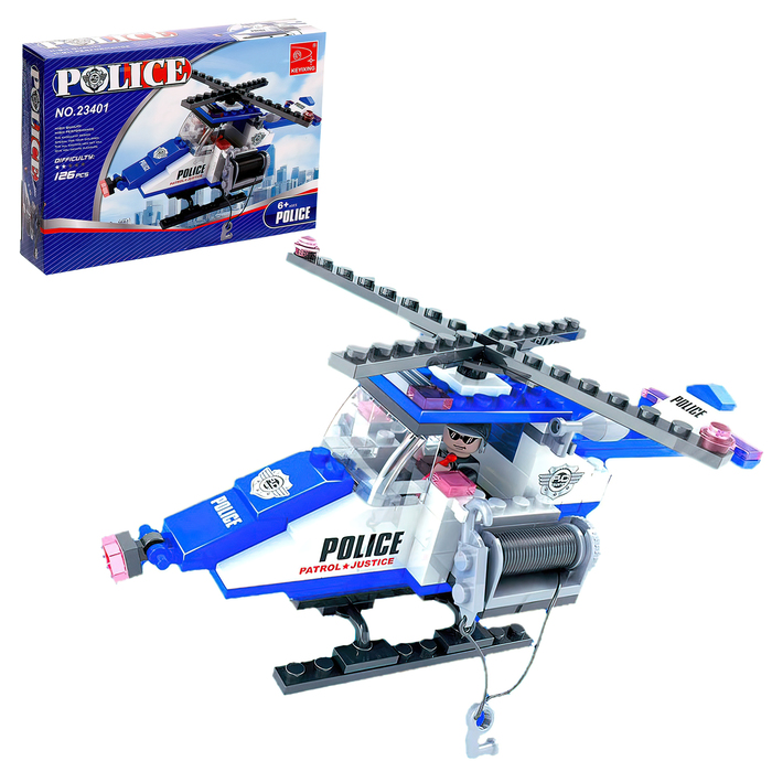 Конструктор «Полицейский вертолет», 126 деталей - Фото 1