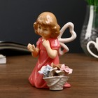 Сувенир керамика "Девочка в коралловом платье с корзиной роз" 14х12,5х6,7 см - Фото 4