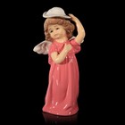 Сувенир керамика "Ангел-девочка в коралловом платье и в белой шляпке" 14х7,5х5 см - Фото 1
