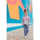 Толстовка для девочки MINAKU "Бантик", рост 146-152 см, цвет серый/розовый - Фото 3
