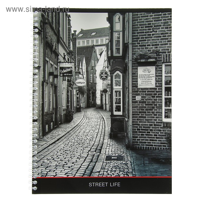 Тетрадь А4, 96 листов клетка на гребне "Улицы Лондона", обложка мелованный картон, микс - Фото 1