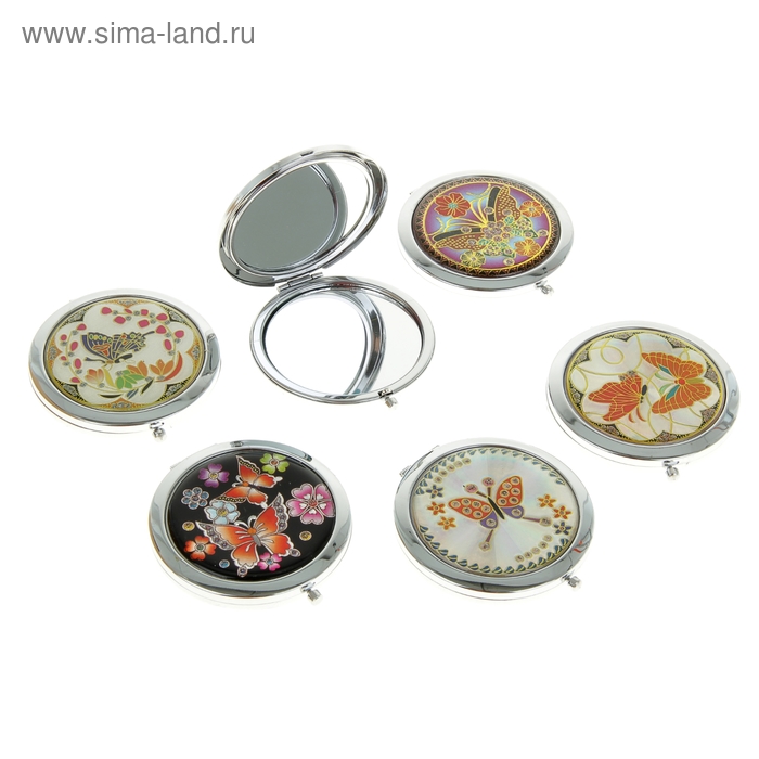 Зеркало компактное с двукратным увеличением, двустороннее, с двукратным увеличением, цвет МИКС - Фото 1