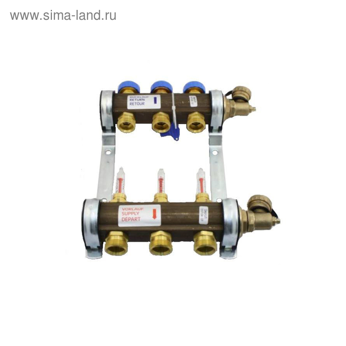 Коллекторная группа Watts HKV/T-3, 1"х3/4", 3 выхода, для теплых полов, латунь - Фото 1