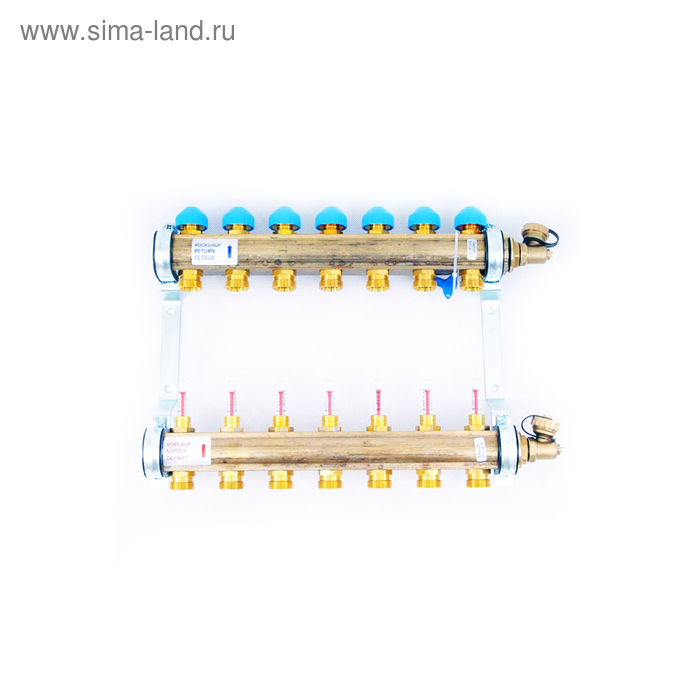 Коллекторная группа Watts HKV/T-8, 1"х3/4", 8 выходов, для теплых полов, латунь   3506365 - Фото 1