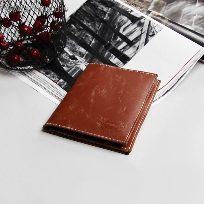 Обложка для автодокументов и паспорта, 5 карманов для карт, пулап, цвет карамельный - Фото 1